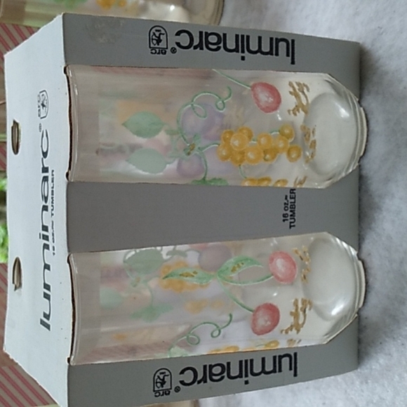 Vintage 1980s luminarc arc brand 16 oz tumblers new in box farmhouse shabby chic - Picture 1 of 4